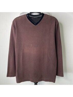 Versace Collection Mens V Neck Pullover Sweater Burgundy Mauve Designer Size L